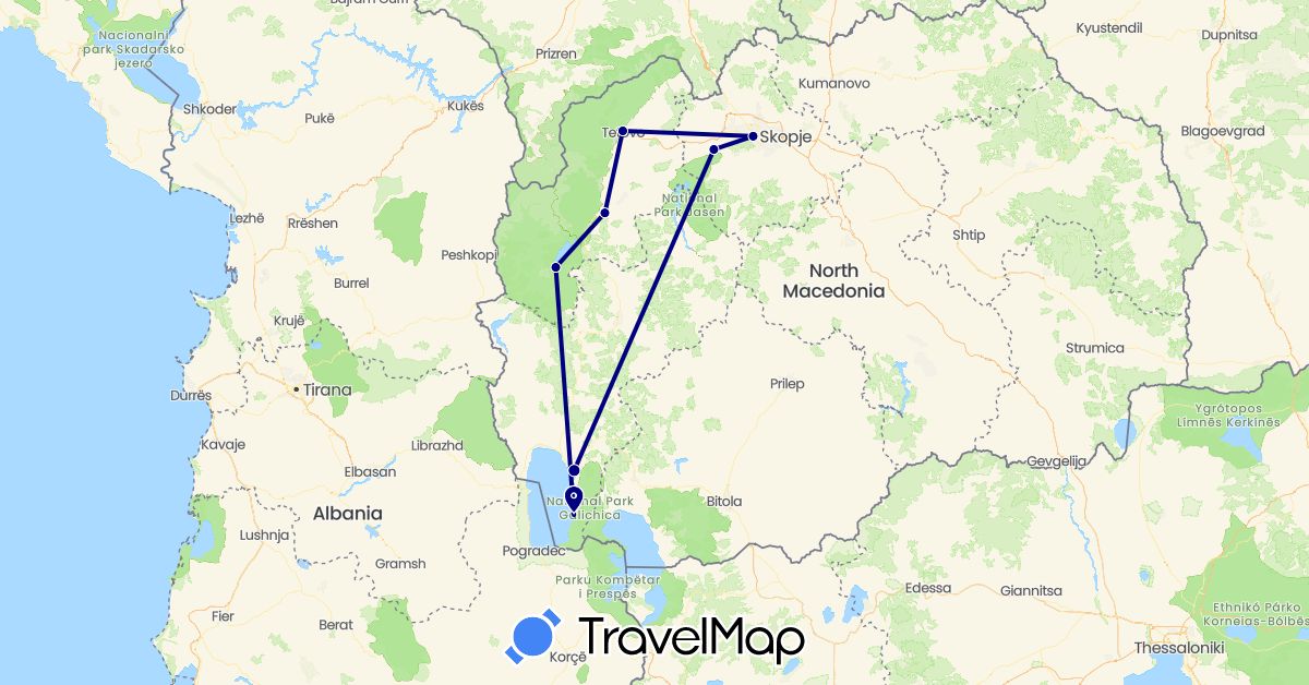 TravelMap itinerary: driving in Macedonia (Europe)